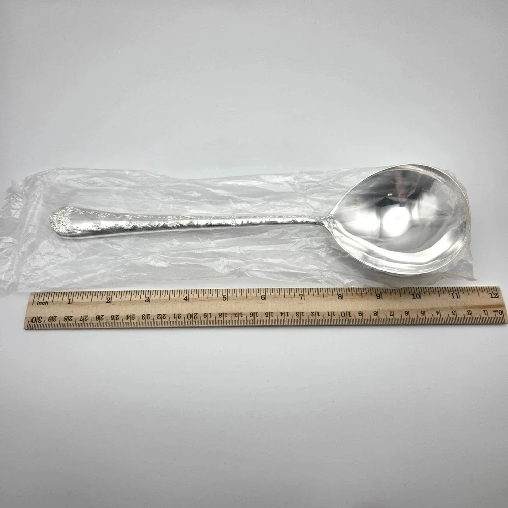 WM. Rogers & Son Enchanted Rose Silverplate Serving / Casserole Spoon 11"  NEW - Picture 6 of 7